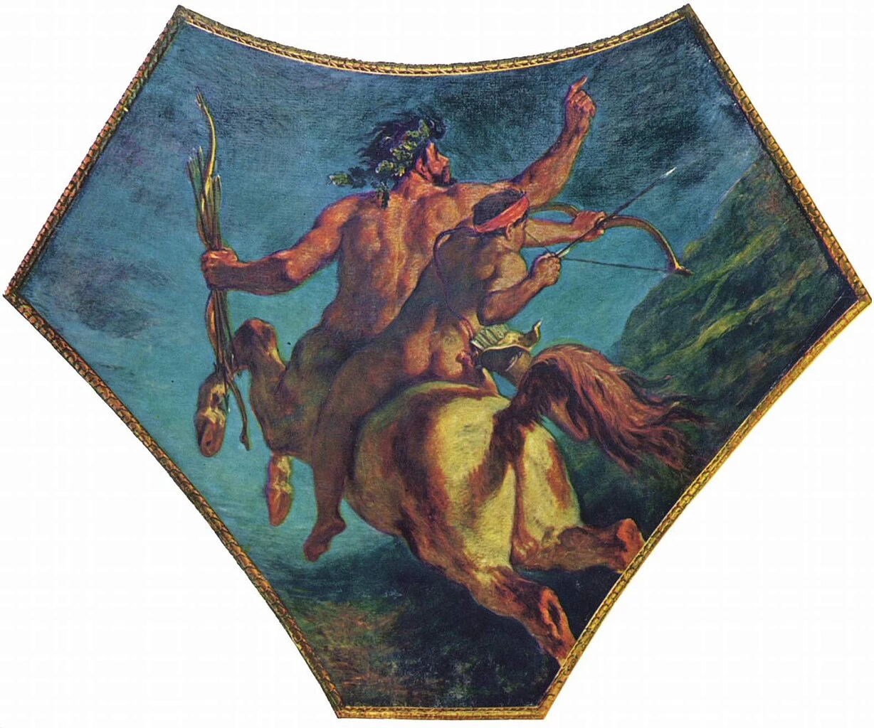 Dipinto nella Cupola della Poesia, Scena - Educazione di Achille, Biblioteca del Palazzo Borbone, Parigi